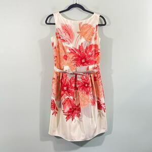 Jessica Howard Shimmery Floral Sleeveless Belted Fit & Flare Dress Size 8